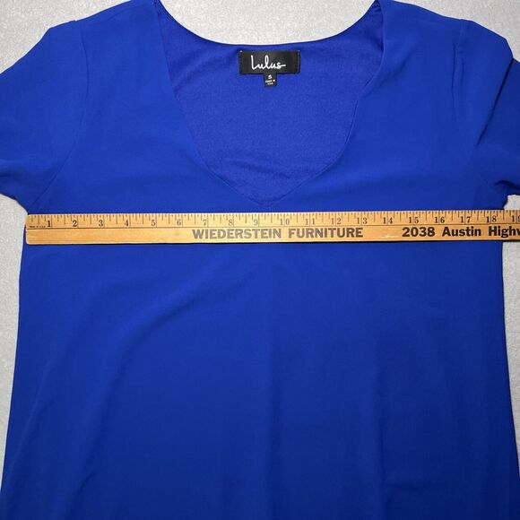 Lulus Short Sleeve Mini Shift Dress Size Small Royal Blue V-neck Classic - Picture 4 of 7